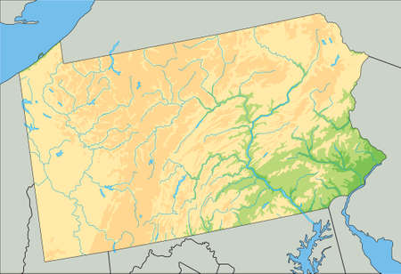 High detailed Pennsylvania physical map.のイラスト素材