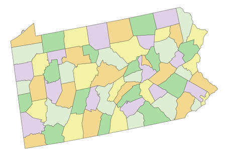 Pennsylvania - Highly detailed editable political map.のイラスト素材