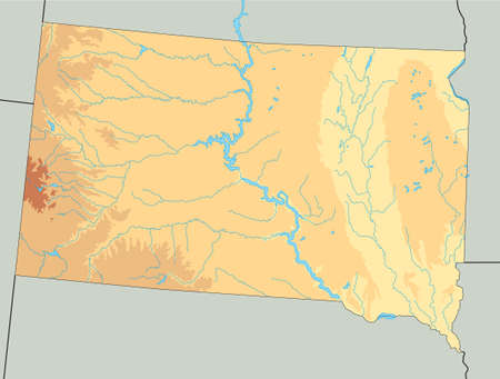 Highly detailed South Dakota physical map.のイラスト素材