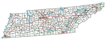 Tennessee road and highway map. Vector illustration.のイラスト素材