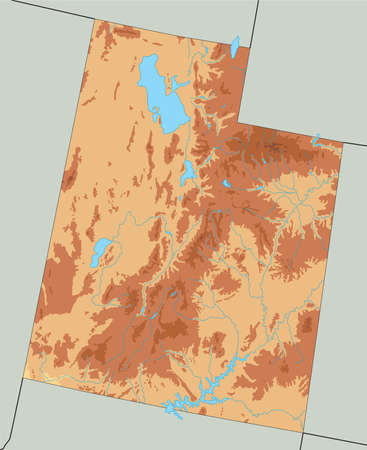 High detailed Utah physical map.のイラスト素材