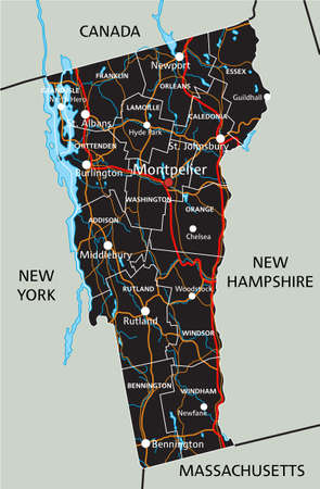 High detailed Vermont road map with labeling.のイラスト素材