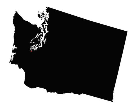 Highly Detailed Washington Silhouette map.のイラスト素材