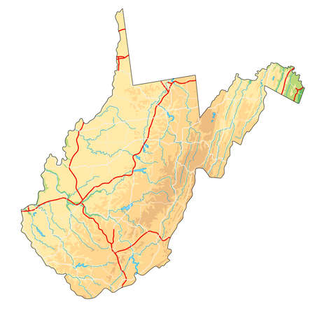 High detailed West Virginia physical map.のイラスト素材
