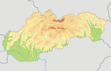 Highly detailed Slovakia physical map.のイラスト素材