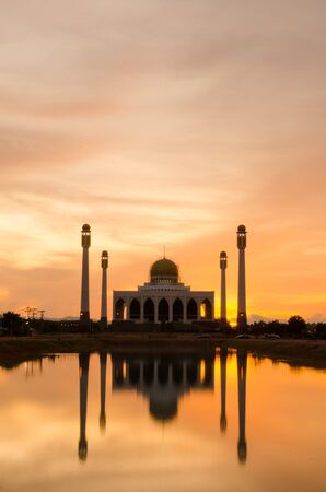 Central Mosque under sunset Songkhla,Thailand の写真素材