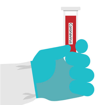 Coronavirus 2019-nCoV Blood Sample in test tube. Vector illustrationのイラスト素材