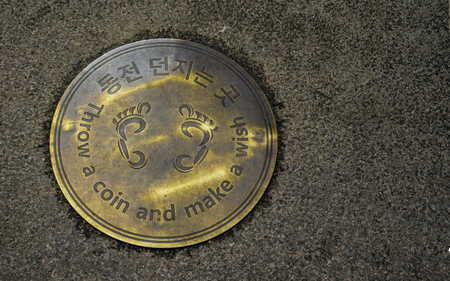 Throw a coin and make a wish spot, at Cheongyecheon stream, Seoul, South Korea.