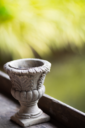 White little stone vase, classical style for decoration.の写真素材