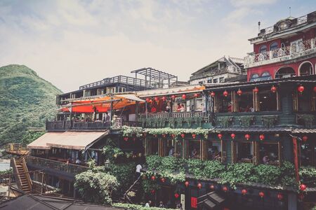 Jiufen, Taiwan - April 23, 2018 : The famous building at Jiufen Old Street, Taiwan.のeditorial素材