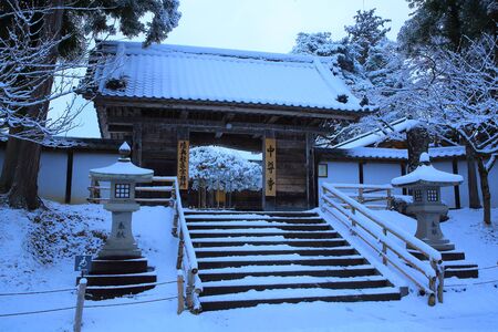 World Heritage winter hiraizumi in chuson-ji Templeのeditorial素材