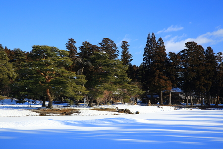 World Heritage hiraizumi winter motsu-JIのeditorial素材