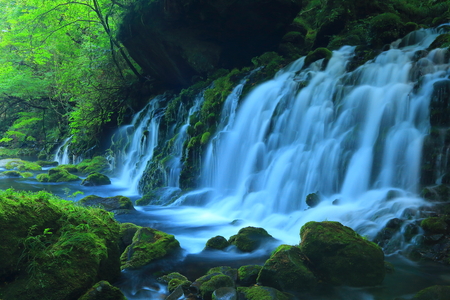Akita Prefecture Xia Yuan falls subsoil waterの写真素材