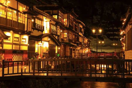 Ginzan Onsen in winterのeditorial素材
