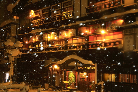 Ginzan Onsen in winterのeditorial素材