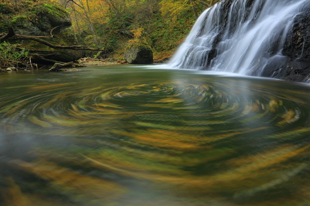 GE Jime autumn mountain stream waterfallの写真素材