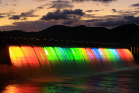 Autumn Lake falls lightの写真素材