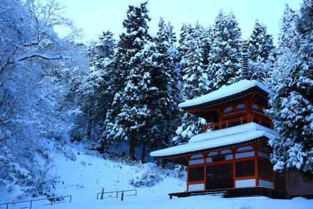 Gokurakuji Temple in winterのeditorial素材