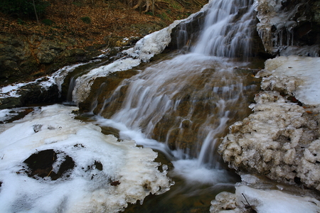 Winter waterfallの写真素材