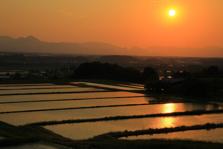 Kabayama Ruins in sunsetの写真素材