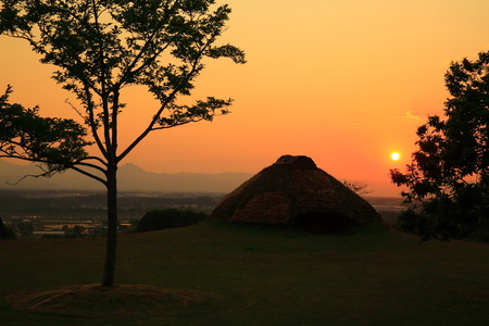 Kabayama ruins sunsetの写真素材