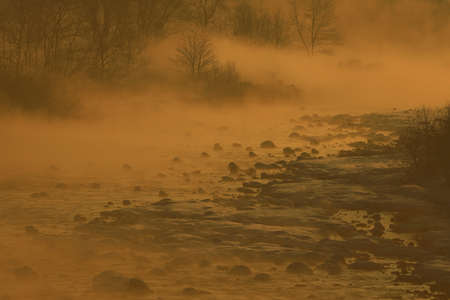 Ryugawa river in winter, Shizukuishi Town, Iwate Prefecture