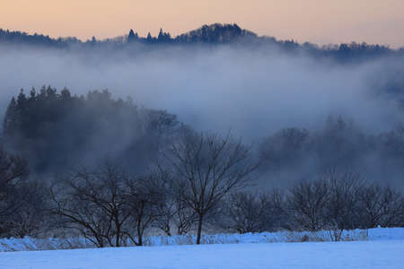 Kitakami River in winterの写真素材
