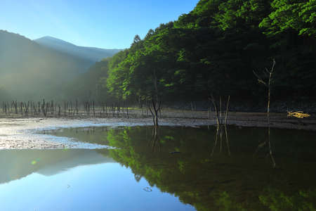 Tono City, Iwate Prefecture Summer Dam Lakeの写真素材
