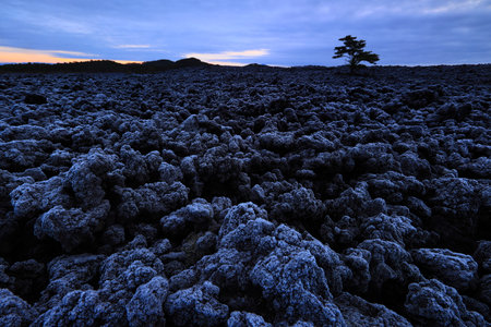 Early Winter Burned Lava Flow in Hachimantai City, Iwate Prefecture