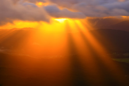 Dawn scenery in Oshu City, Iwate Prefecture