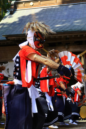 Japanese person in traditional costume at an event in Japanの写真素材
