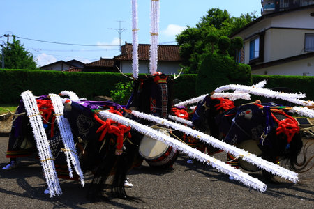People in traditional costume at a location in Japanの写真素材