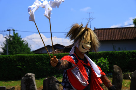 Traditional Japanese drummers in Kamakura, Japan.の写真素材