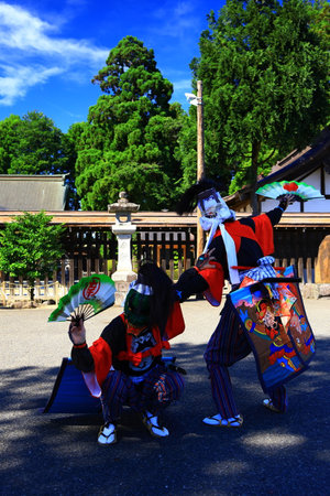 Traditional Japanese drummers in Kamakura, Japan.の写真素材