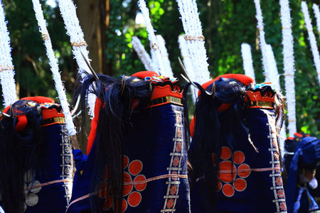 traditional style dance performances on the stage,, Luannan County, Hebei Province, Chinaの写真素材