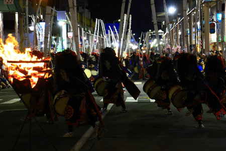 traditional style dance performances on the stage,, Luannan County, Hebei Province, Chinaの写真素材