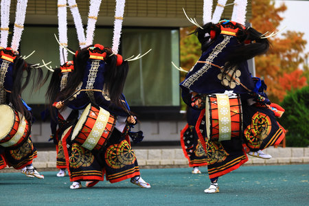Iwate Prefecture Folk Arts Performance: Nenbutsu Kenbutsuの写真素材