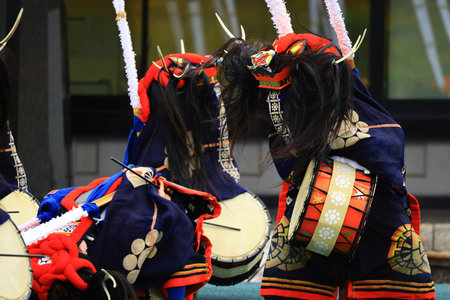 Iwate Prefecture Folk Arts Performance: Nenbutsu Kenbutsuの写真素材
