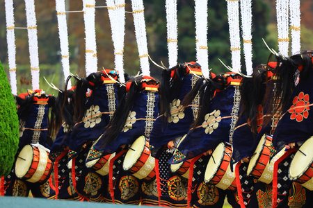 Iwate Prefecture Folk Arts Performance: Nenbutsu Kenbutsuの写真素材