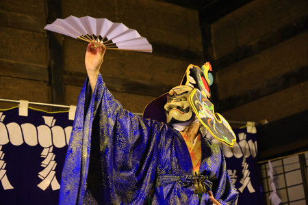 Iwate Prefecture Folk Arts Performance: Nenbutsu Kenbutsuの写真素材