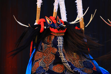 Iwate Prefecture Folk Arts Performance: Nenbutsu Kenbutsuの写真素材