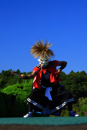 Iwate Prefecture Folk Arts Performance: Nenbutsu Kenbutsuの写真素材