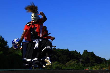Iwate Prefecture Folk Arts Performance: Nenbutsu Kenbutsuの写真素材