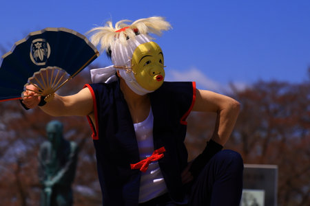 The picture shows a person in costume performing.の写真素材