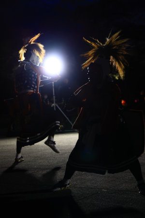 Unidentified people in traditional costume at the annual Hakodate festival in Hokkaido, Japan.