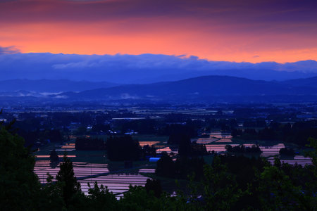 foggy landscape in the morningの写真素材