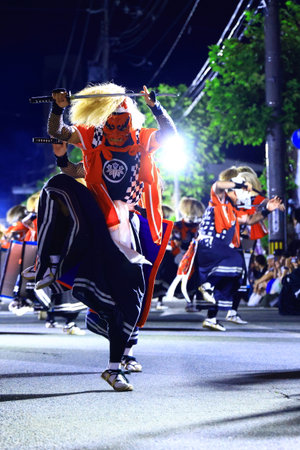 Unidentified dancers are performing Thai traditional dance in the parade in Nakhon Ratchasima,...