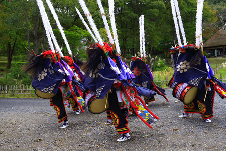 Traditional japanese dance in Hida Folk Village, Hida, Japan