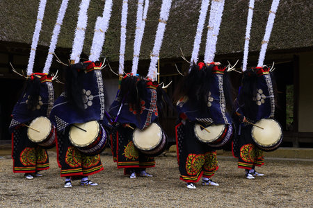 Traditional japanese dance in Hida Folk Village, Hida, Japan