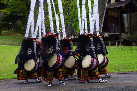 Traditional japanese dance in Hida Folk Village, Hida, Japanの写真素材